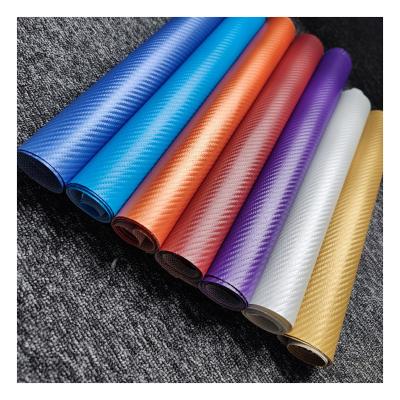 China Waterproof Carbon Fiber Pattern Synthetic Leather PVC 0.6mm Thickness For Car Seat Bag Case Leather Material for sale