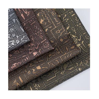 China Waterproof Stereoscopic Retro Egyptian Patterned Embossed PVC Leatherette For Decorative Cloth Packing Hard Box Sliding Door for sale