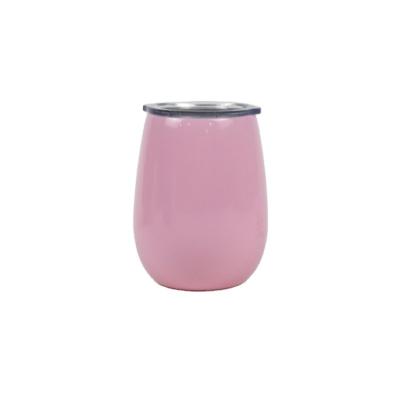 China Viable European Pink Double Wall Stainless Vaccuum Egg Shape Tumbler Bottle for sale