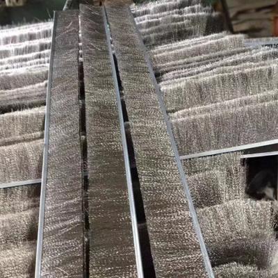 China Cleaning / Sealing China Factory Aluminum Alloy Rack Crimped Steel Wire Strip Brush For Power Tool for sale