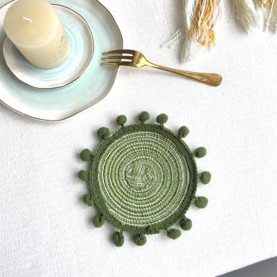 China Decorative Meal Mats Cotton Yarn Cup Mats of Mats Hotel Restaurant Handmade Woven of Viable Household Vase for sale