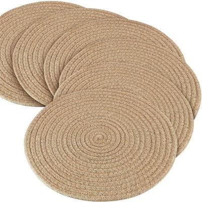 China Pure Handmade Insulated Nordic Single Cup Viable Mat Cup Mat Meal Pot Cotton Thread Woven Cotton Rope Mat for sale