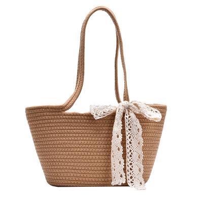 China Sustainable Women's Handmade Beach Vacation Bag Leisure Travel Woven Shoulder Bag for sale