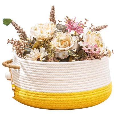 China Ytweaving Gift Storage Cotton Cloth Flower Pot Basket Gift Basket Plant Viable Desktop Basket for sale