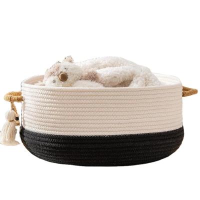 China Sustainable most popular cotton rope woven basket has multiple functions which can be used for flower pot decoration and storage for sale