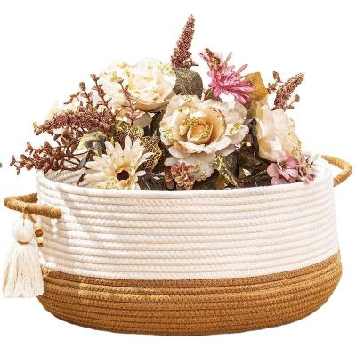 China Wholesale Price Round Jute Basket Viable Custom Home Decoration Hand - Jute Flower Factory Woven Basket for sale