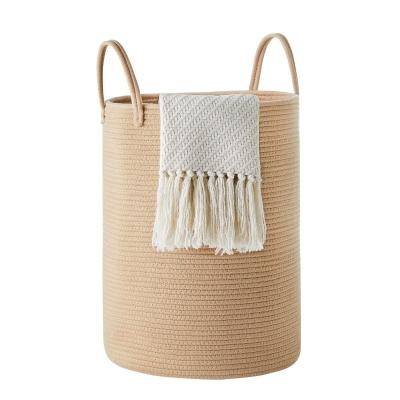 China Ytweaving New Style Sustainable Natural Environmental Protection Laundry Basket Cotton Rope Storage Basket for sale