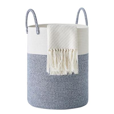 China Sustainable Factory Wholesale Customized Baby Rooms Laundry Toy Sundries Collapsible Cotton Rope Braided Storage Baskets for sale