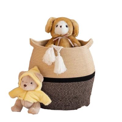 China Large Sustainable Custom Rope Woven Household Storage Container Cotton Laundry Toy Sundries Storage Basket for sale