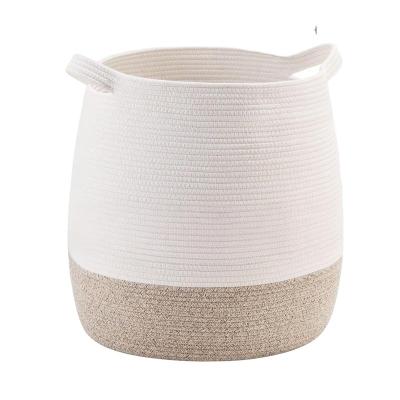 China Viable New The Most Popular Round Rope Woven Cotton Toy Laundry Storage Container Large Handle Baby Room Gift Basket for sale