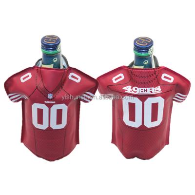 China Full Print PORTABLE Cooler Soft Cool Gel Sleeve Reusable PVC Cooler Bottle Cloth Beer T-shirt Bottle Cooler for sale