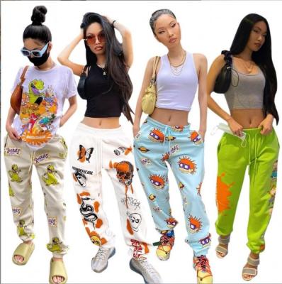 China Women Waterproof High Quality Spring Casual Sweatpants Cartoon Printed Sports Jogger Pants High Waist Sweater Fashionable Trousers for sale