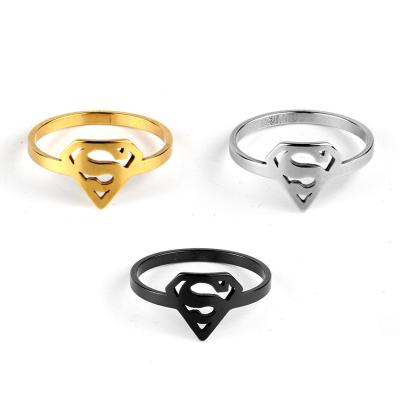 China FASHIONABLE Stainless Steel Superman High Polish Ring For Men's Jewelry Accessories Superhero Series Ring for sale