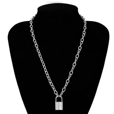 China Casual/Sporty Drop Shipping Fashionable Silver Color Padlock Stainless Steel Rolo Cable Chain Necklace Punk Pendant Brand New Jewelry for sale