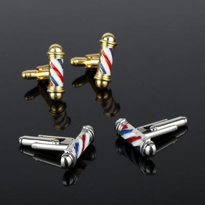 China Hot Fashion Barber Shop Turn Light Pole Buttons Cufflinks Link Clips For Men Women Accessories for sale