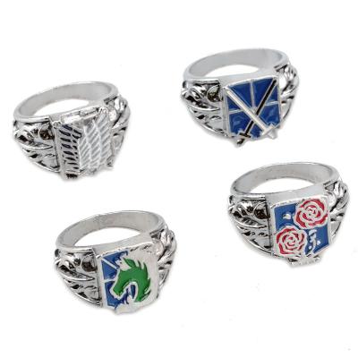 China CLASSIC Attack on Titan Blue Liberty Wing Metal Ring Anime for sale