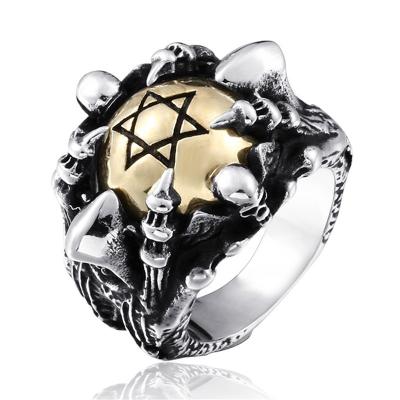 China Hot Selling Vintage Fashionable Hexagram Evil Clutch Skull Restores Metal Alloy Ring For Male for sale