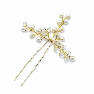 China Hip Hop Rose Gold Prom Bridesmaid Hair Accessories Bead Hair Pin Clip Crystal Rhinestone Hairpins for sale