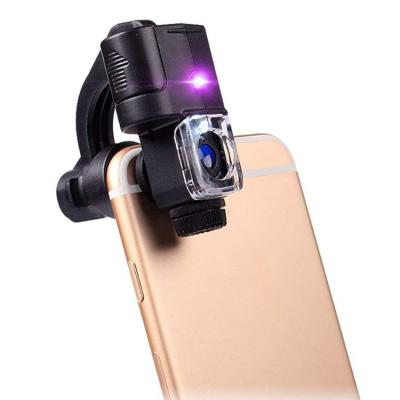 China NO.774-90X Phone Holder 90X Universal Mobile Type LED Microscope 90X Pocket Microscope For Mobile Phone Electron Microscope With UV LED Light for sale