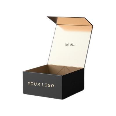 China Custom Logo Wholesale Luxury Clothing Box Recyclable Custom Shoe Box Black Magnetic Collapsible Gift Box for sale