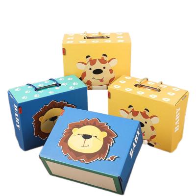 China Wholesale Custom Recyclable Cardboard Kids Animal Cartoon Gift Box Packing Shoe Box With Hand Rope for sale