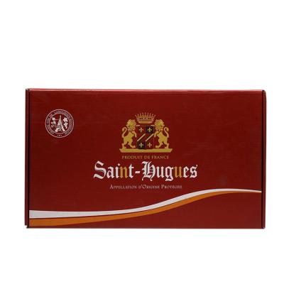 China Recyclable Luxury Dark Coffee Color Customized Hidden Closed Cardboard Buckle Wine Bottle Packaging Gift Folding Paper Box for sale