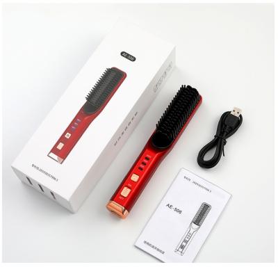 China PET Cordless Hair Straightening Brush 2.5m Cord Ceramic Plate for sale