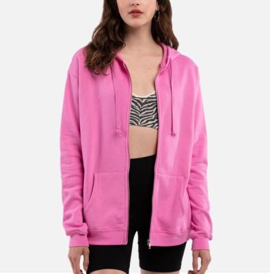 China Pink Casual Anti-wrinkle Hoodie Women Plain Zipper Custom Hoodies Oversized Women Hoodies for sale