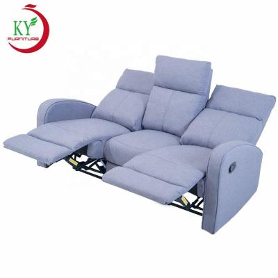 China (Size)JKY Adjustable Furniture 3-Piece Living Room Fabric And PU Leather Recliner Loveseat 3-Seater Extended Sofa for sale