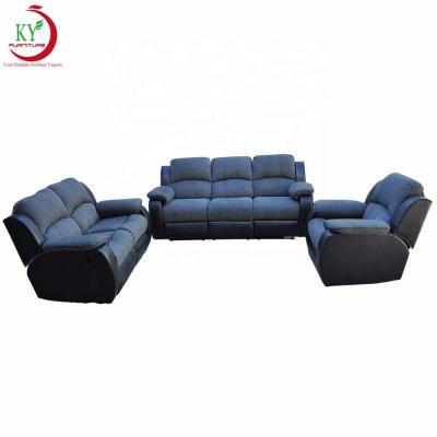 China JKY Adjustable (Height) Furniture Living Room Manual Recliner Sofa With Fabric And Bonded Leather For (1+2+3) Seats for sale