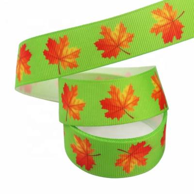 China Wholesale High Tenacity Plaid Maple Ribbon With Fall Color Series Woven Ribbons for sale