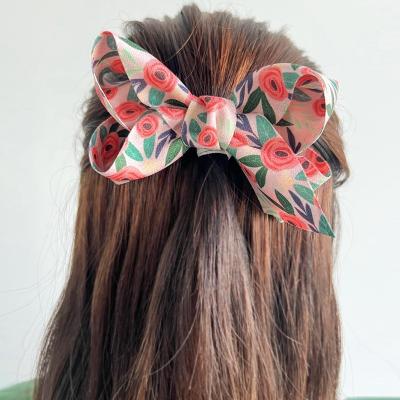 China Rose Pattern Satin Ribbon For Bow Hair Accessories New Hair Bow Hair Accessories Bow Ribbon For Kids for sale