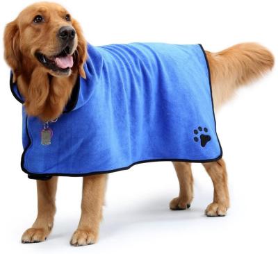 China Viable Custom Soft Absorbent Microfiber Dog Microfiber Bath Drying Towel Robe Coats Pet Bathrobe For Dog for sale