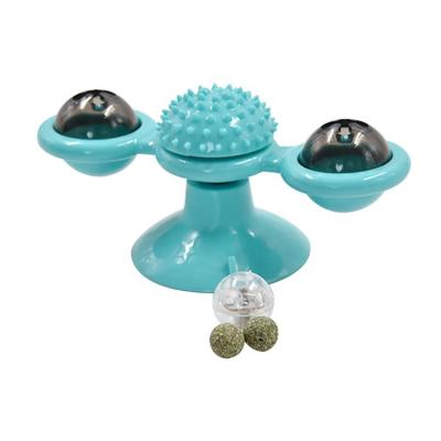 China Halloween Toy Viable Hard Interactive Toy For Dog Pet Cat Toy Turntable Windmill Catnip Bell for sale