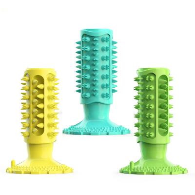 China Best Selling Tpr Sustainable Eco Friendly Pet Bite Resistant Tooth Cleaning Squeaky Dog Toothbrush for sale