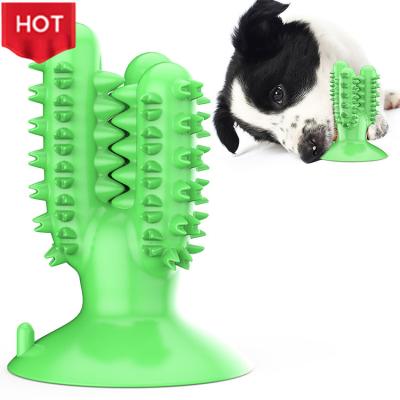 China New Arrival Viable Pet Rubber Chew Toys Finger Teeth Cleaning Brush Stick Cactus Dog Toothbrush for sale