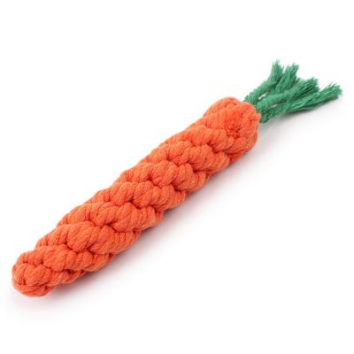 China Viable Wholesale Clean Teeth Hand Knitted Cotton Rope Carrot Dog Molar Toy for sale