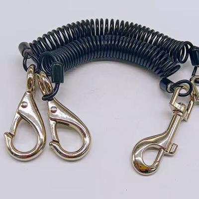 China For Swimming Custom Fishing Coil Spring Lanyard Stainless Steel Release Carabiner Missed Rope Suitable Deep Sea Fishing Safety Lanyard for sale