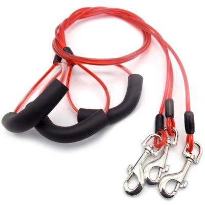 China Plastic Padded PVC Coated Steel Wire Rope Dog Tie Out Cable Leash , Stainless Steel Wire Dog Leash PVC Coated Steel Wire Pet Rope for sale