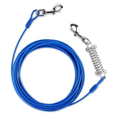 China Customized Quick Release Dog Link Out Cable PVC Coated Steel Wire Rope Pet Outdoor Training Cable for sale