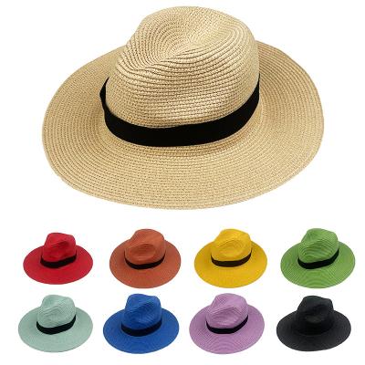 China Wholesale Custom Image Logo Summer Oversized Black Wide Overflow Fedora Man Woman Beach Paper Hat Buy Straw Hat For for sale