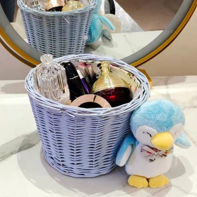 China Factory Direct Christmas Woven Basket Wicker Basket Trays Woven Basket With Handle Liner For Decorative Shelf for sale