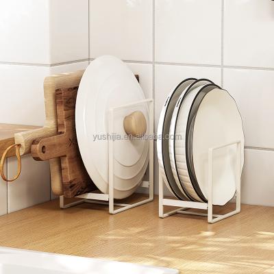 China New Sustainable High Quality Space Saving White Steel Rise Plate And Bowl Storage Rack For Sideboard Or Countertop for sale