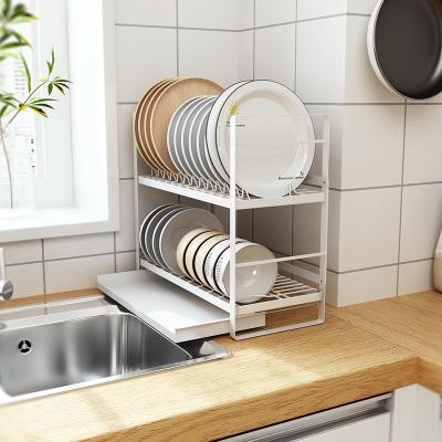 China Space Saving Sustainable Narrow 18cm Metal Organizers Sink Side Kitchen Drying Dish Drainer for sale