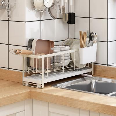 China New Product Modern Space Saving Dishes Dish Rack Sink Organizer Dish Kitchen Utensil Storage Narrow Racks for sale