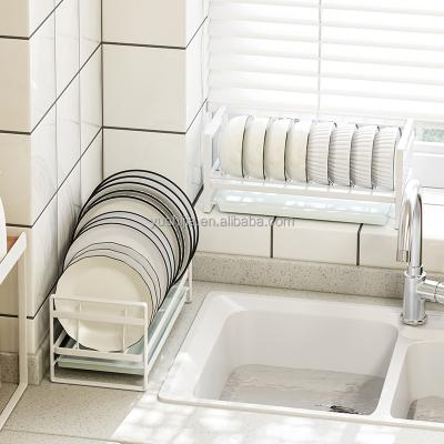 China Yushijia Modern Narrow Design Single Layer Kitchen Drainer Shelf Over The Sink Dish Drying Rack for sale