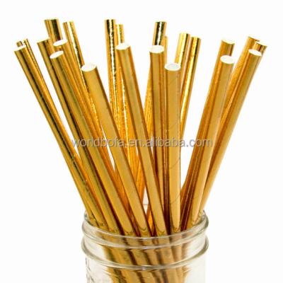 China Pure Gold Foil Straw Christmas Party New Year Sale Party Paper Shiny Paper Straw Eco-friendly Sustainable Wholesale for sale