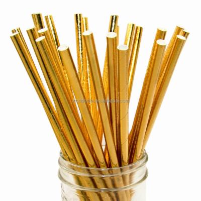 China Disposable Pink Stripe Disposable Custom Paper Gold Drinking Straw, paja de paper for sale