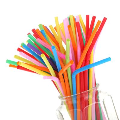 China 200 Pieces Disposable Flexible Straws, Kinsky Colorful Disposable Extra Long Bendable Plastic Drinking Straws for sale