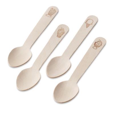 China Biodegradable Wooden Sampling Mini Ice Cream Yogurt Ice Cream Spoons Disposable Wooden Scoops for sale